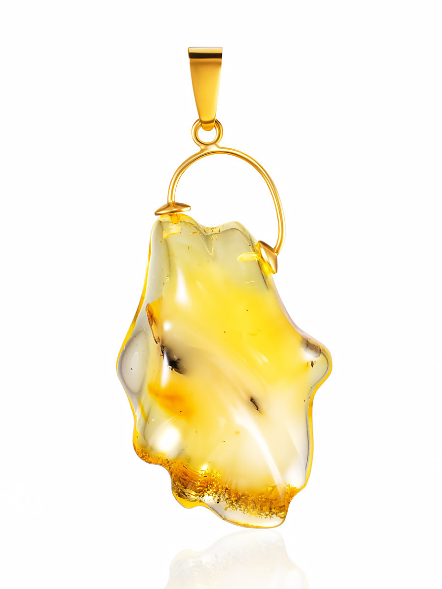 Оригинальный кулон из янтаря лимонного цвета с облачком