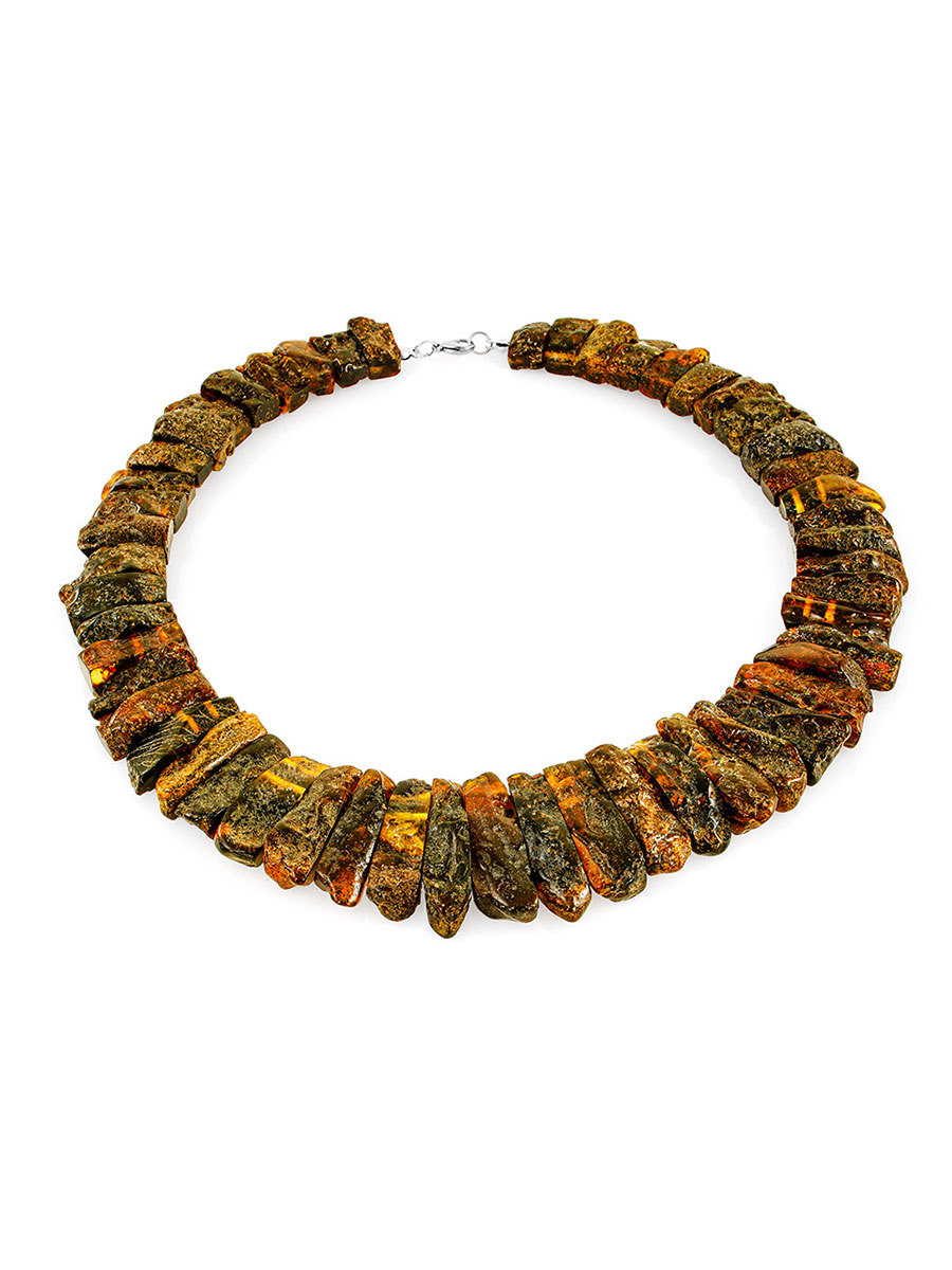 Колье из натурального балтийского янтаря с природной текстурой «Помпеи»