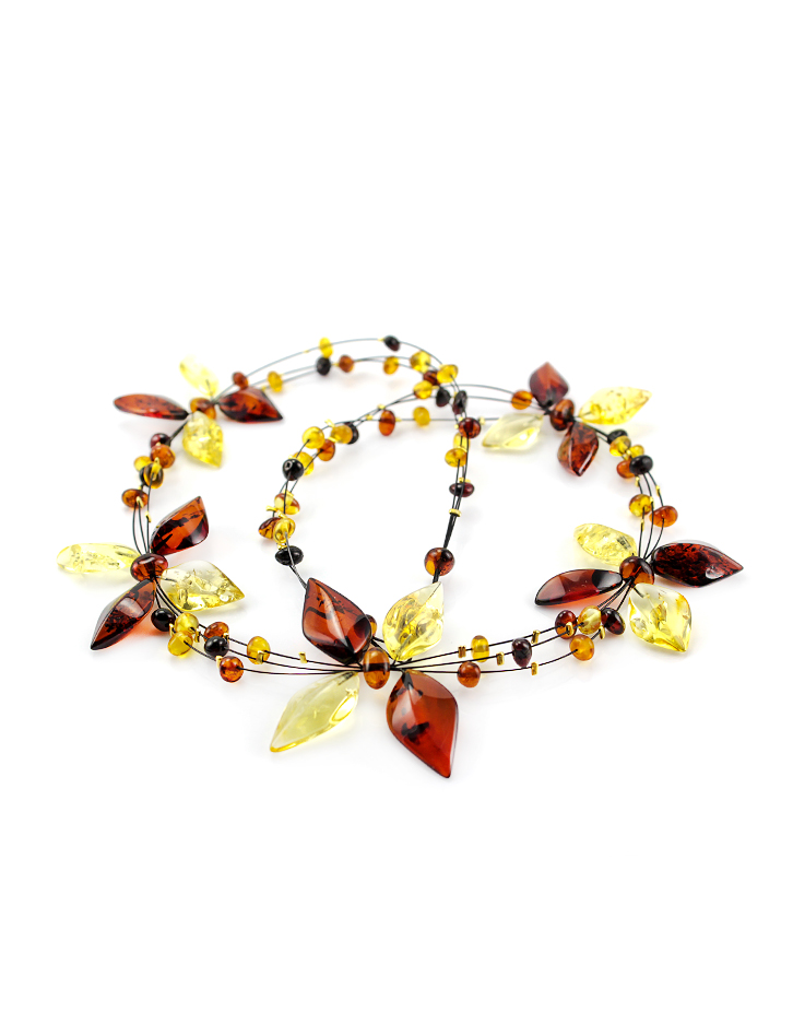 Колье на струне из натурального янтаря «Первоцвет»