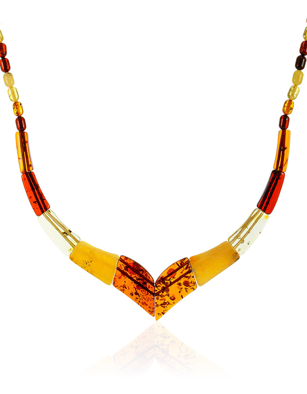 Колье из цельного натурального янтаря «Уголок»