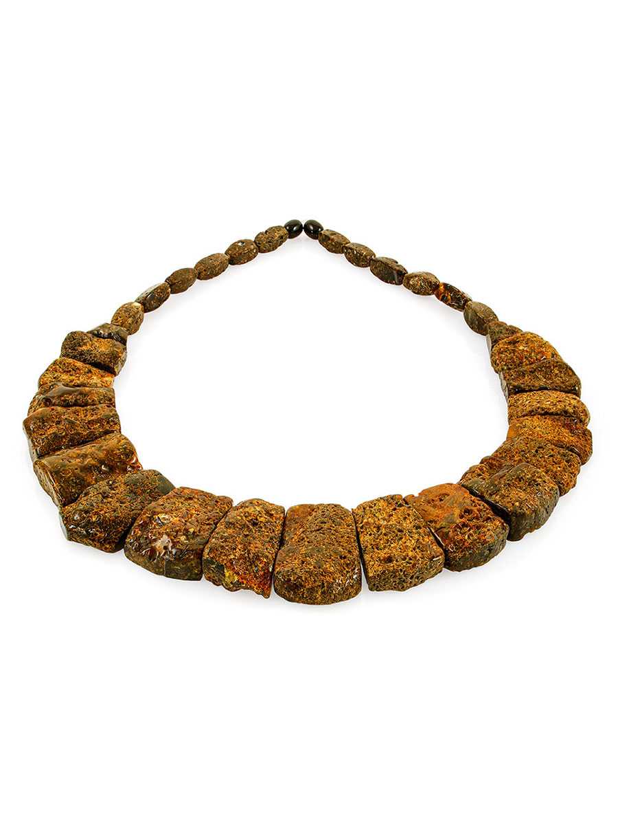 Объёмное колье с лечебным эффектом из натурального балтийского янтаря «Помпеи»