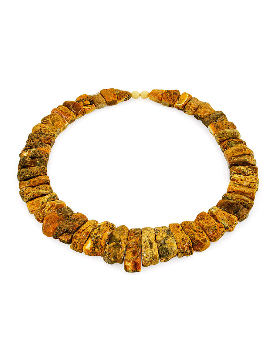 Яркое колье из натурального янтаря «Помпеи»