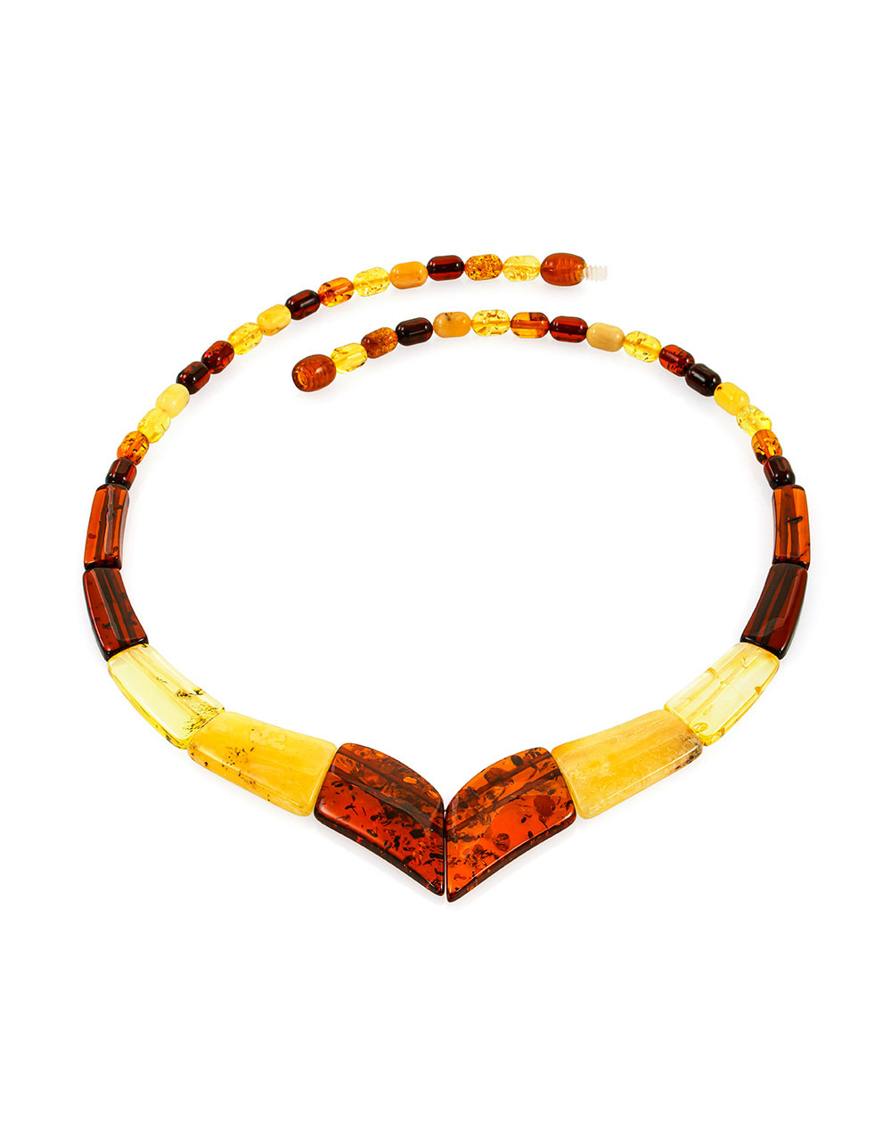 Колье из цельного натурального янтаря «Уголок»