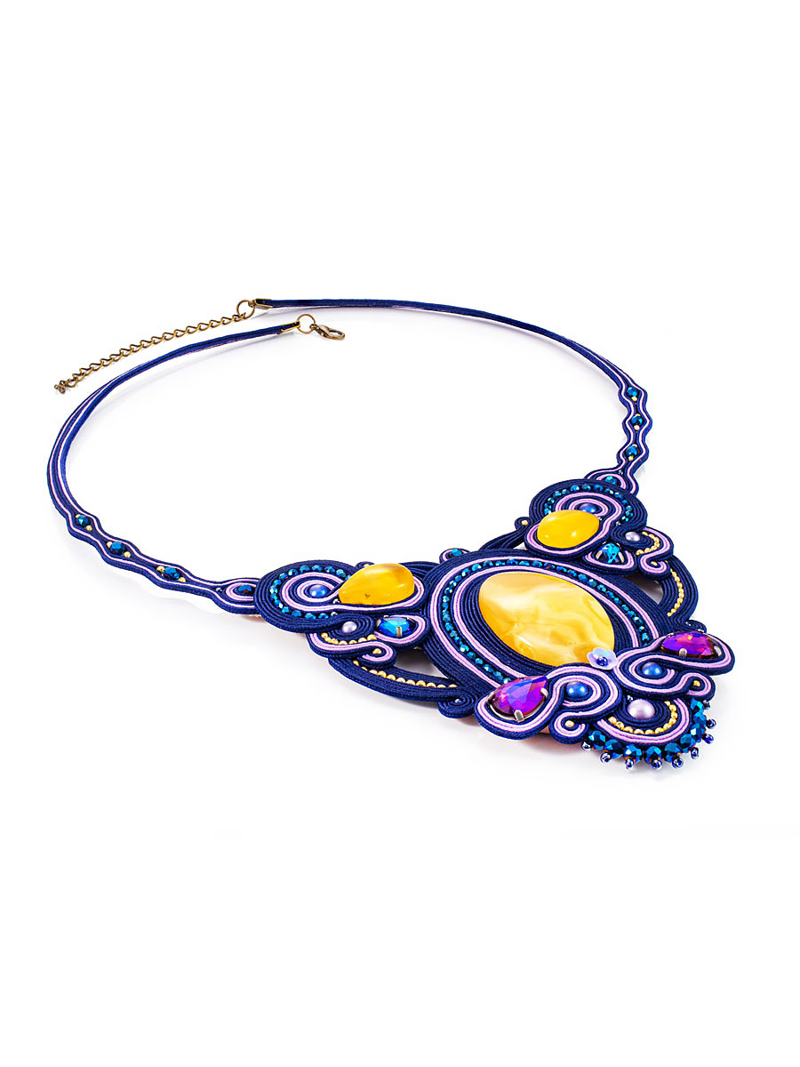 Восхитительное яркое колье «Индия» с натуральным медовым янтарём
