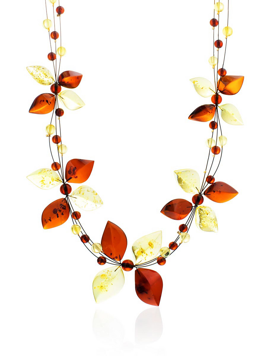 Колье на струне из натурального янтаря «Первоцвет»