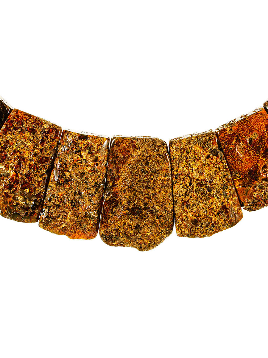 Объёмное колье с лечебным эффектом из натурального балтийского янтаря «Помпеи»