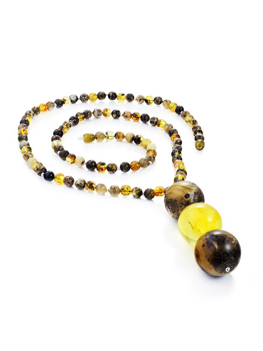 Необычное колье «Метеорит» из натурального текстурного янтаря