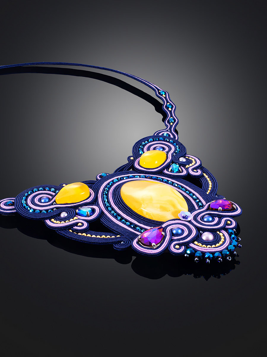 Восхитительное яркое колье «Индия» с натуральным медовым янтарём