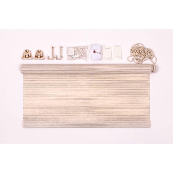 Рулонная штора «Зебрано», размер 200×160 см, цвет светло-жёлтый