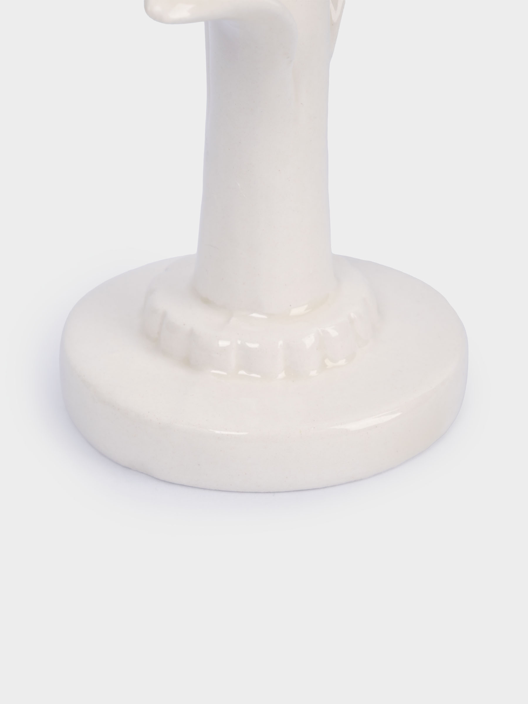 Подсвечник, 20 см, для тонкой свечи, на ножке, керамика, молочный, Цветок