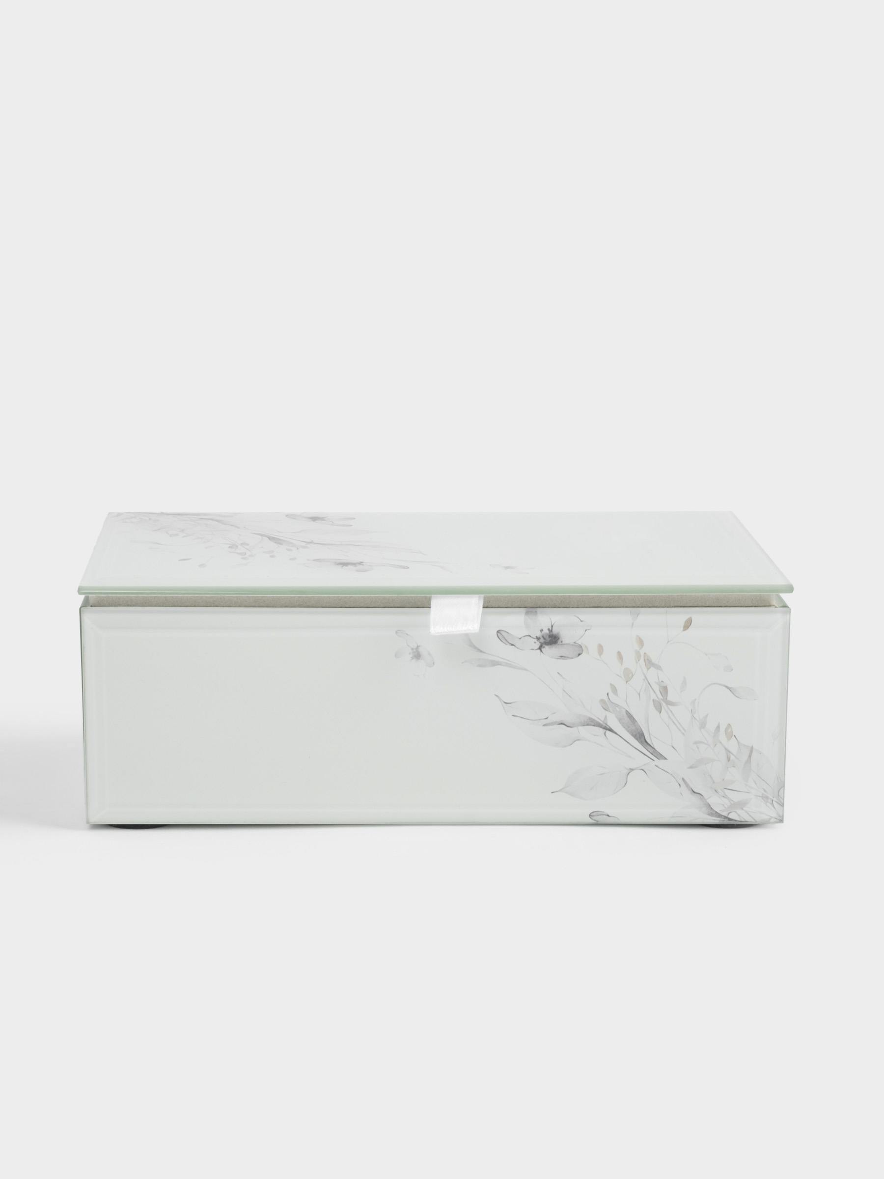 Шкатулка для украшений, 15x10 см, стекло, молочная, Цветы, Flower melody