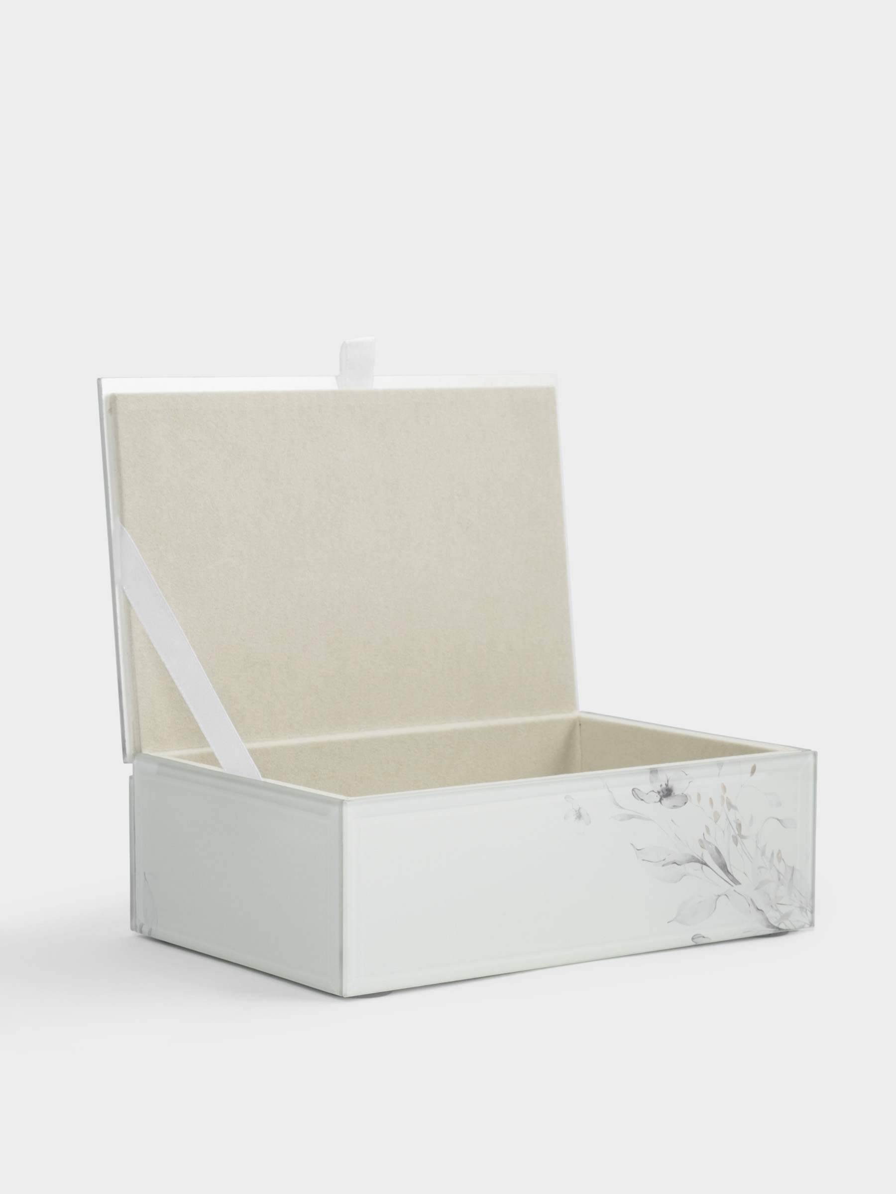 Шкатулка для украшений, 15x10 см, стекло, молочная, Цветы, Flower melody