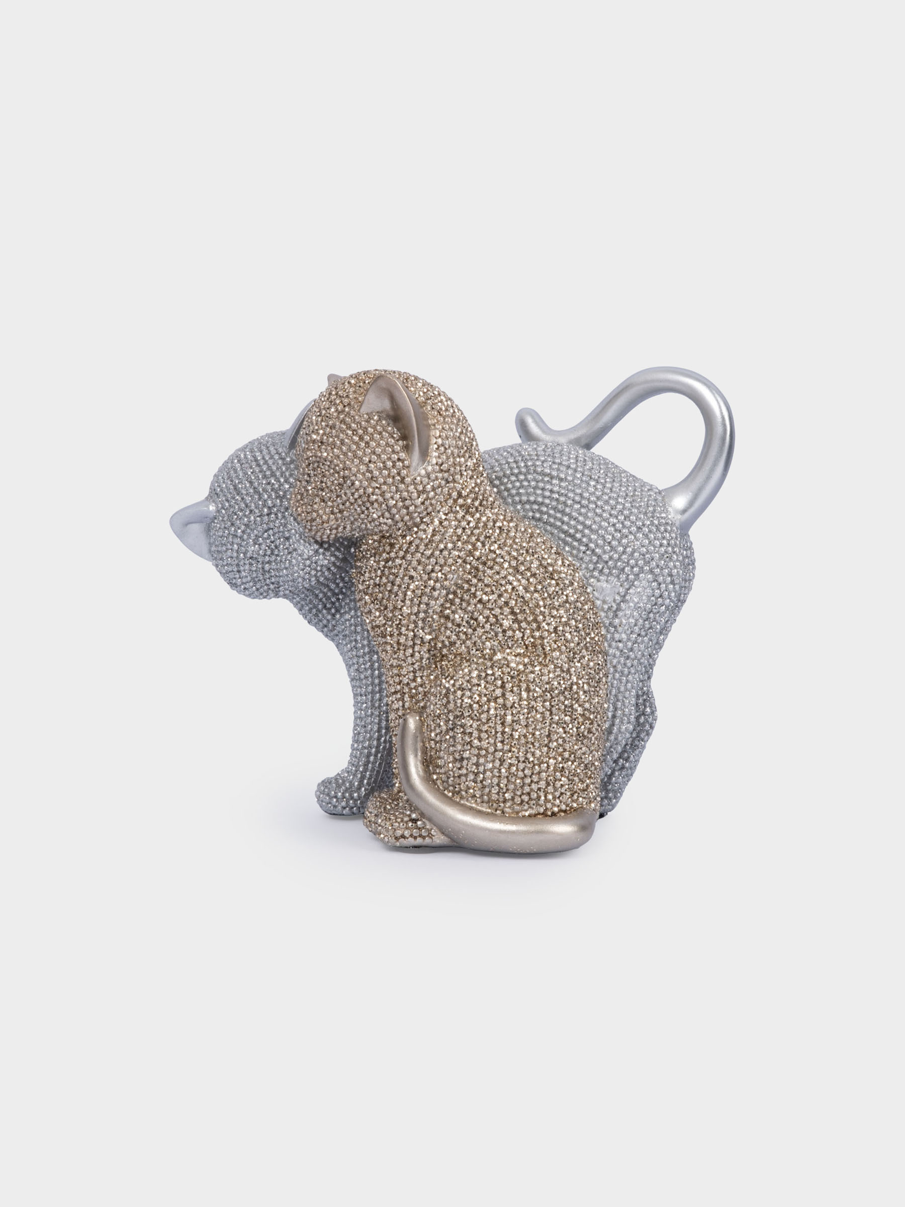 Статуэтка, 16 см, полирезин, золотистая-серебристая, Влюбленные коты, Amulet