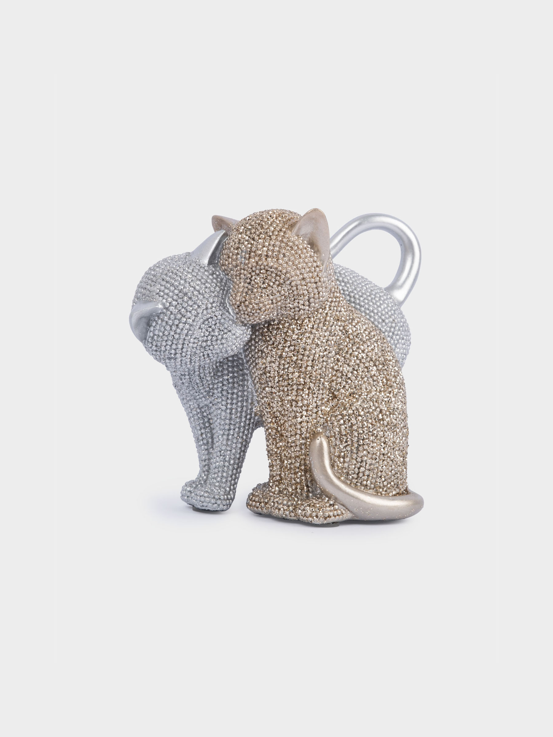 Статуэтка, 16 см, полирезин, золотистая-серебристая, Влюбленные коты, Amulet