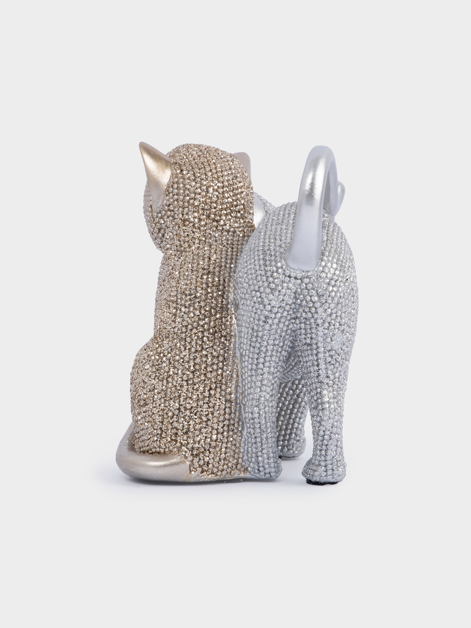 Статуэтка, 16 см, полирезин, золотистая-серебристая, Влюбленные коты, Amulet