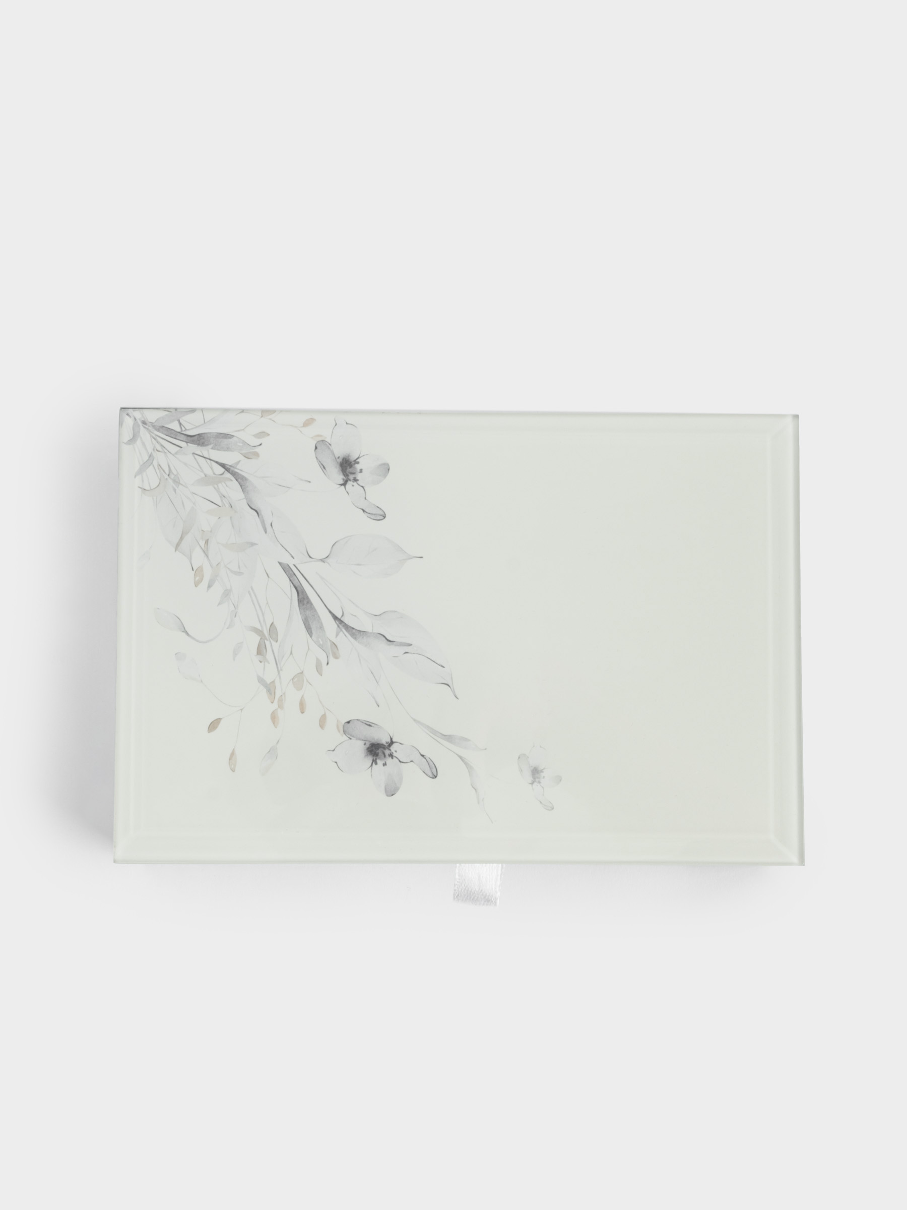 Шкатулка для украшений, 15x10 см, стекло, молочная, Цветы, Flower melody