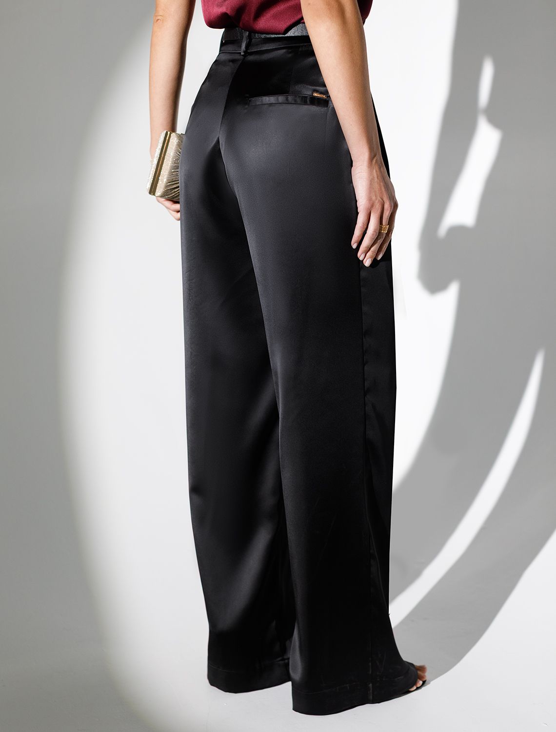 Брюки палаццо широкие из струящегося сатина