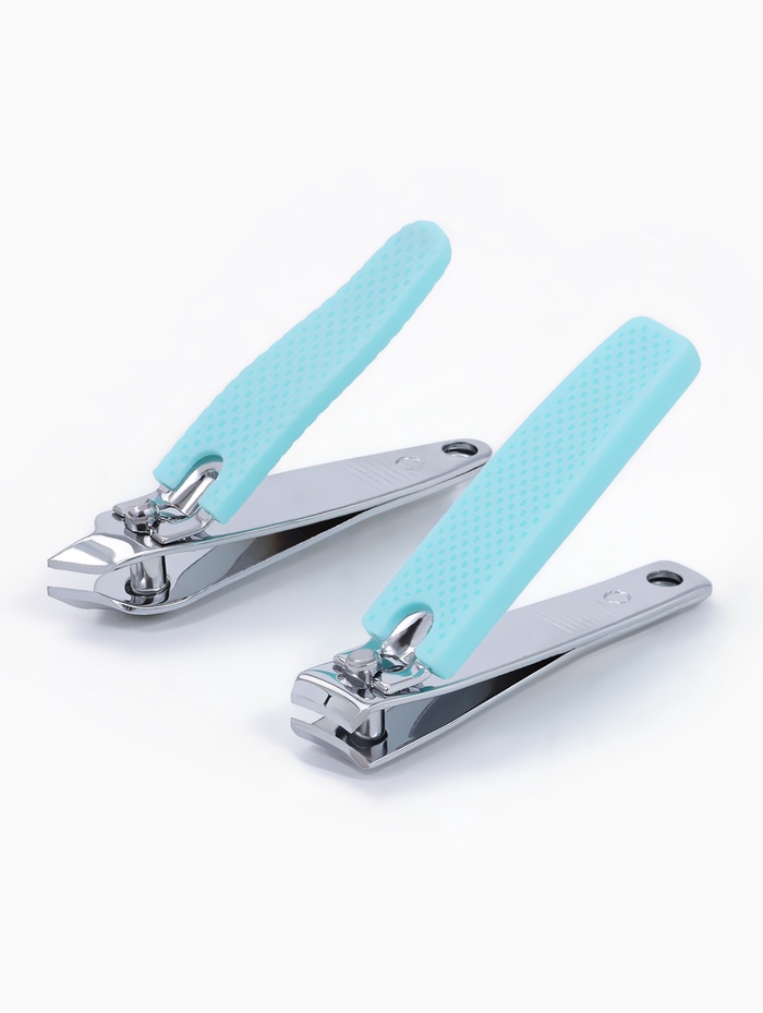 Кусачки книпсер, набор, 2 предмета, в футляре, бирюзовые, серебристые