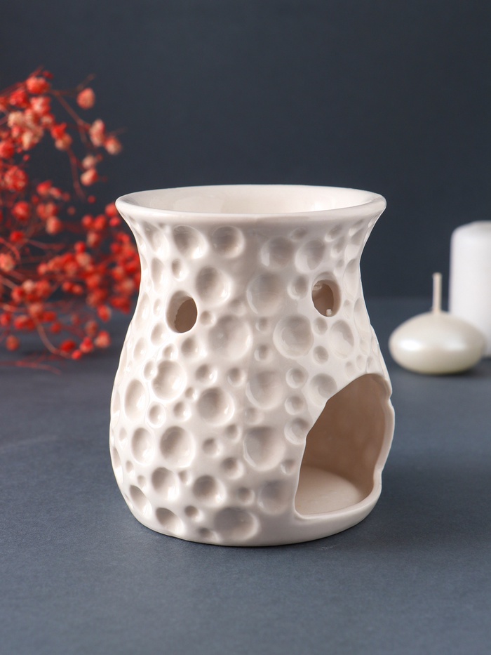 Аромалампа для эфирных масел «Пузырьки», керамика, белый, 8.5×8.5×9.5 см