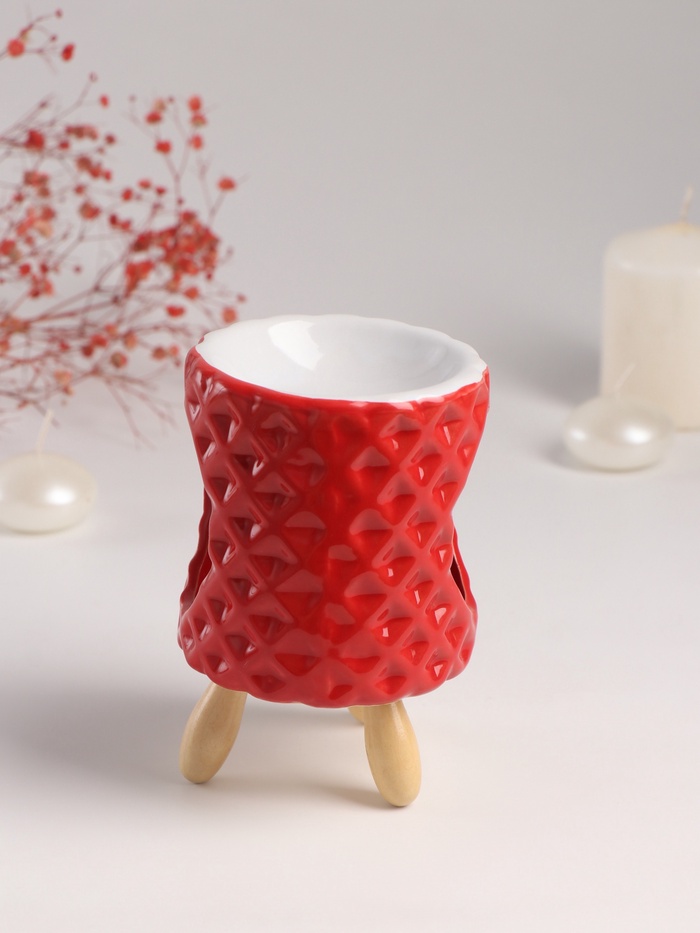 Аромалампа для эфирных масел «Ромбики», керамика, оранж, 8.2×8.2×12 см