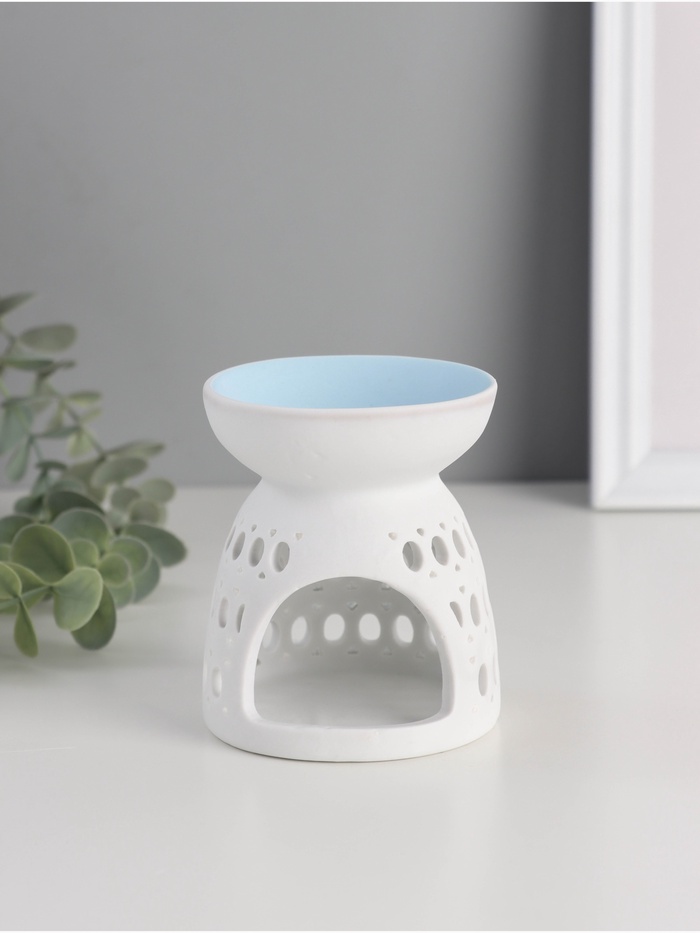 Аромалампа для эфирных масел «Греческий узор», керамика, белый, 8×8×9.3 см, МИКС