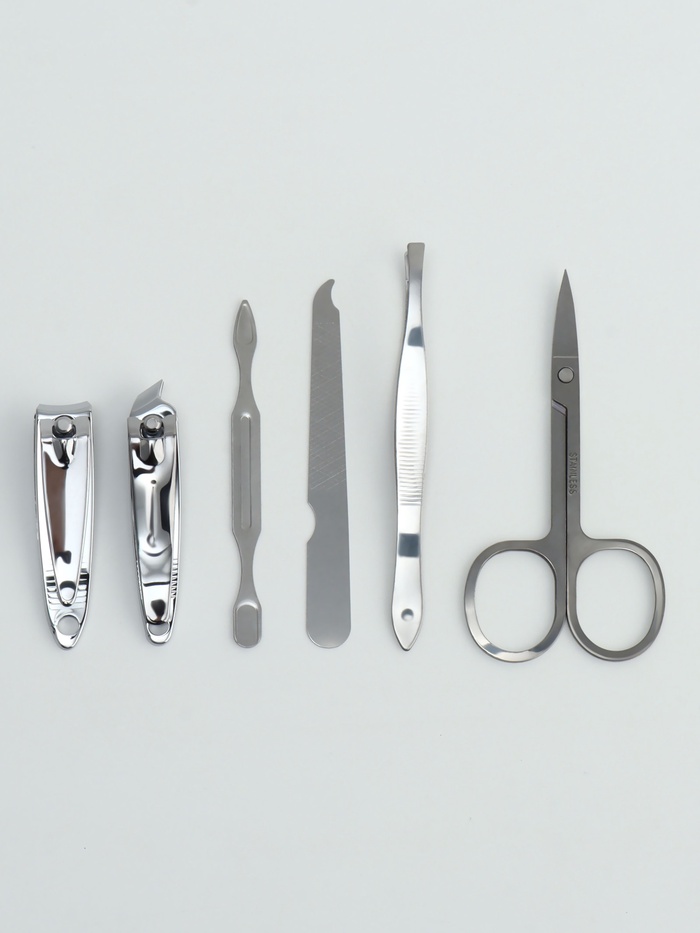 Набор маникюрный Colorful, 6 предметов, в футляре, чёрный