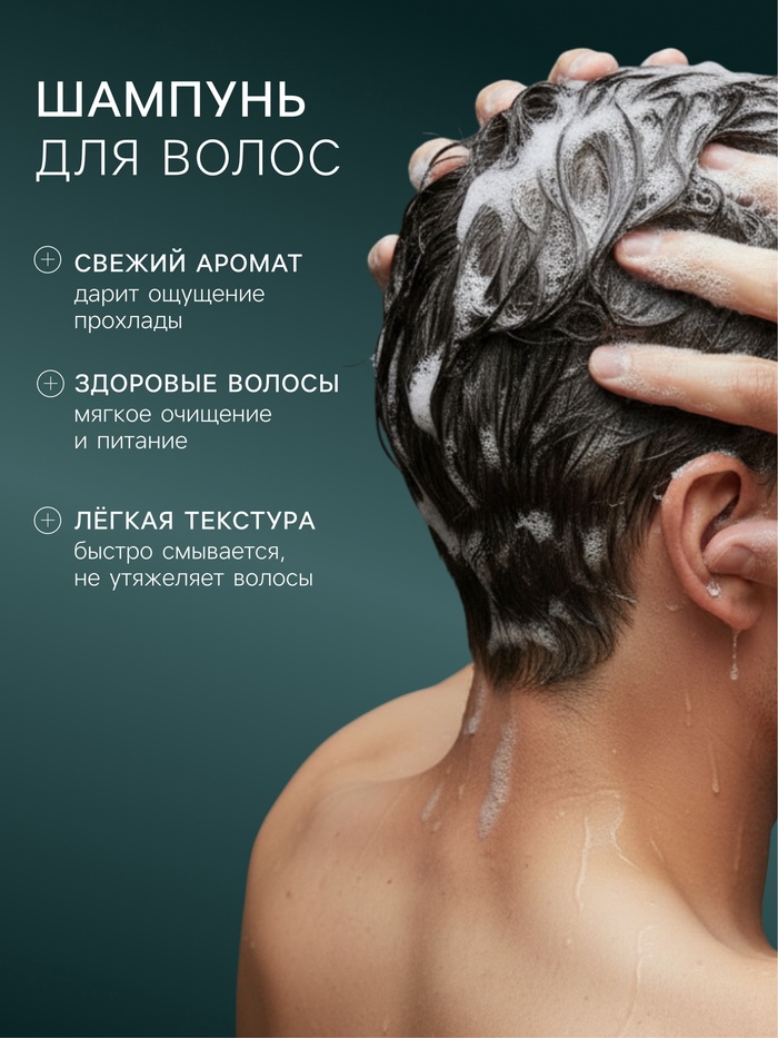 Подарочный набор мужской Norland Men Ice Freshness, гель для душа 250 мл, шампунь 250 мл