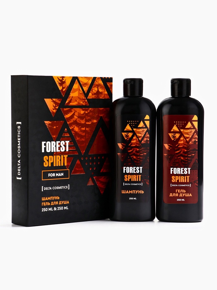 Подарочный набор мужской FOREST SPIRIT, гель для душа 250 мл, шампунь 250 мл