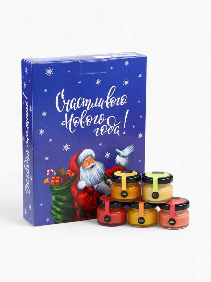Адвент календарь с мёдом «Счастливого Нового года», облепиха, кедровые орешки, малина, цитрус, клубника (12 шт. × 30 г)