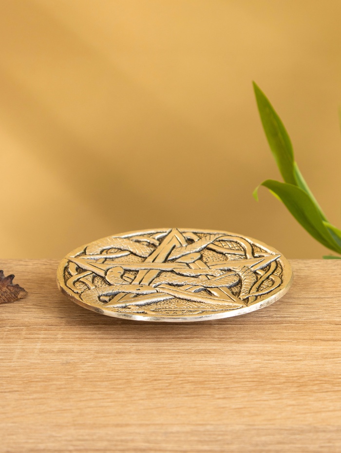 Подставка под благовония «Пентакль и Змеи», 10.5 см, алюминий