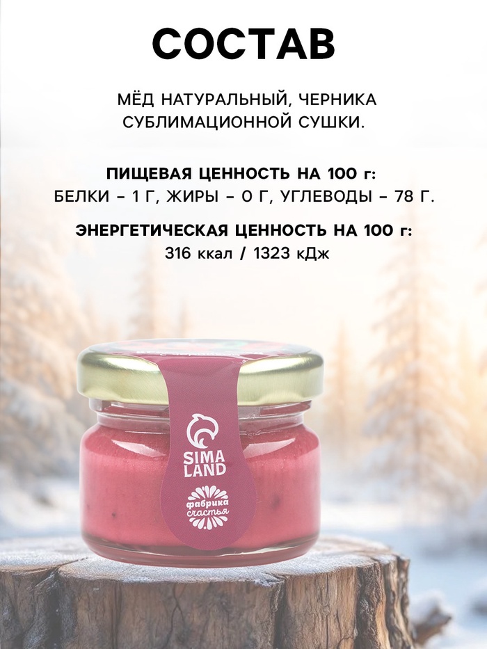Мёд кремовый «Новый год 2026», с черникой, 30 г