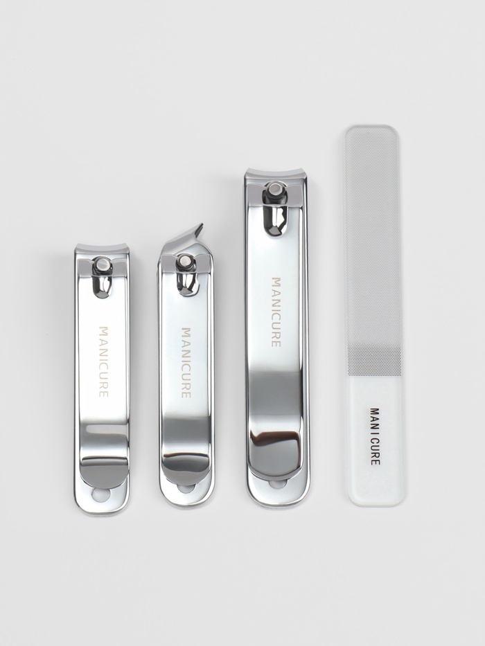 Набор маникюрный, 4 предмета, в раздвижном футляре, бежевый