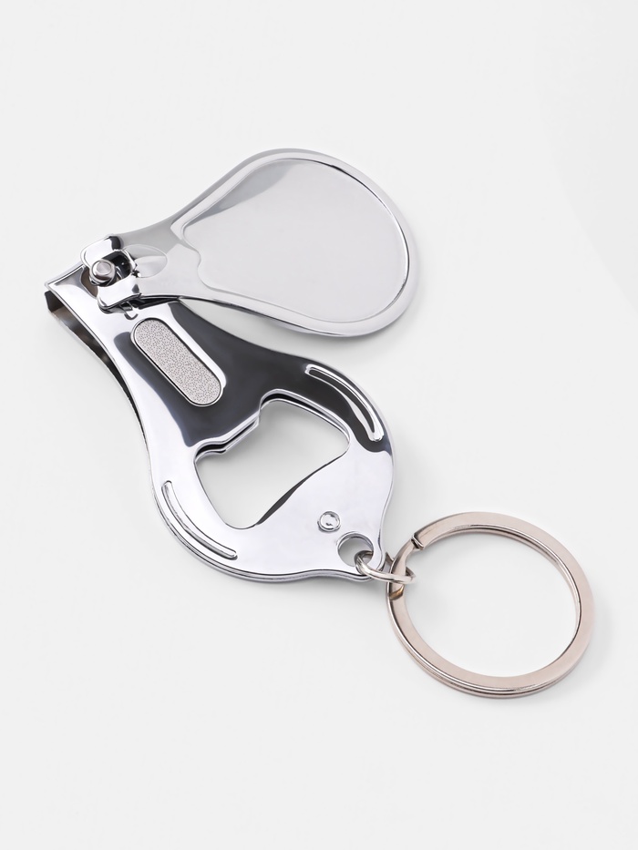 Кусачки книпсер маникюрные, на брелоке, с пилкой, с открывашкой, 6.5 см