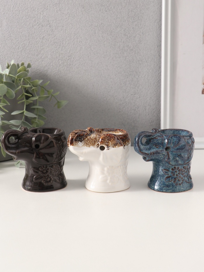 Аромалампа для эфирных масел «Слоник в цветах», керамика, 8.5×5.8×7.4 см, МИКС