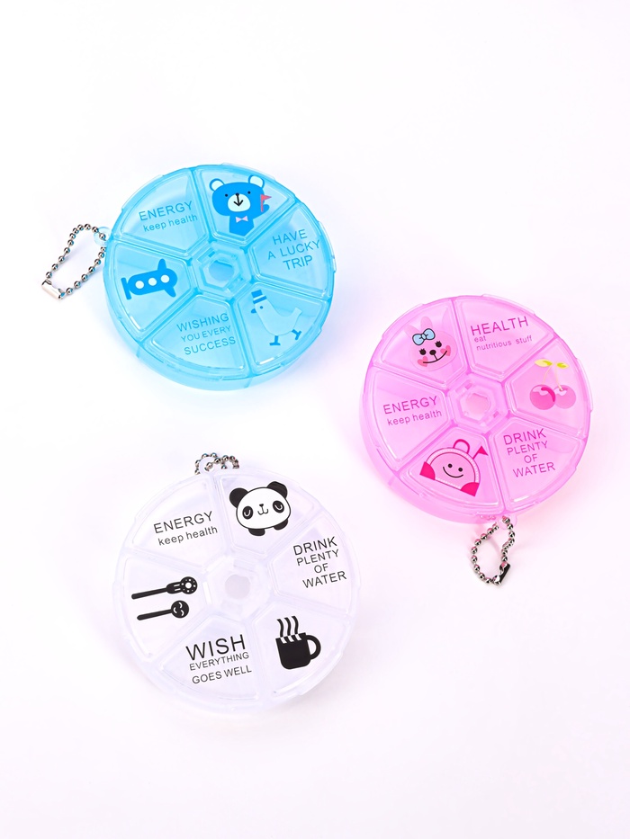 Таблетница Keep health, с цепочкой, d=8×2 см, 6 секций, МИКС