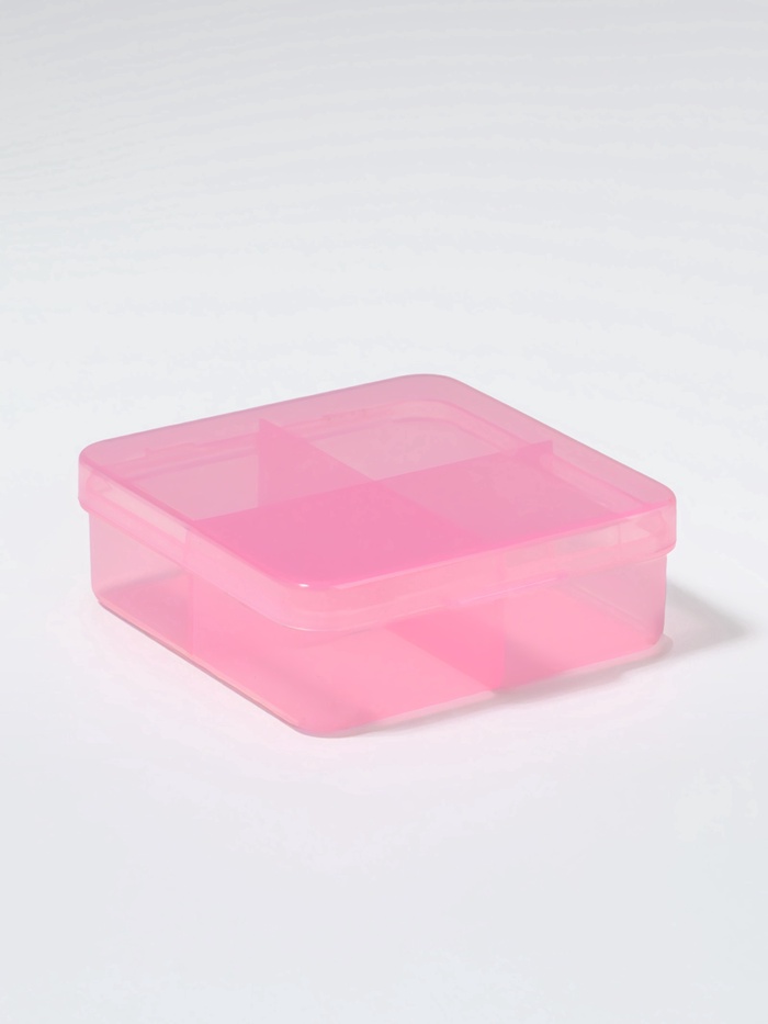 Таблетница, 6.5×6.5×2.5 см, 4 секции, цвет розовый