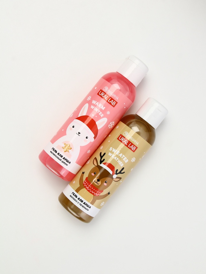 Подарочный набор новогодний «Пряник», гель для душа 2 шт. × 150 мл, мочалка, URAL LAB