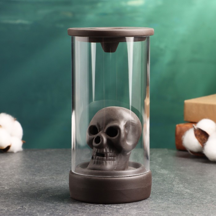 Подставка для благовоний TAKE IT EASY «Череп», набор благовоний конусы, стелющийся дым, 8×16.5 см