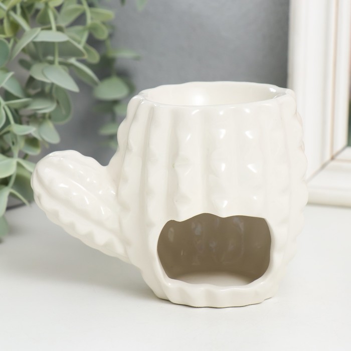 Аромалампа для эфирных масел «Кактус с бабочкой», керамика, 9×11×7 см, МИКС