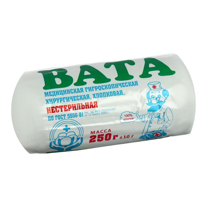 Вата хирургическая нестерильная ГОСТ 5556-81 250 г