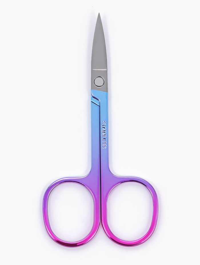 Ножницы маникюрные, загнутые, широкие, 8.8 см, цвет хамелеон