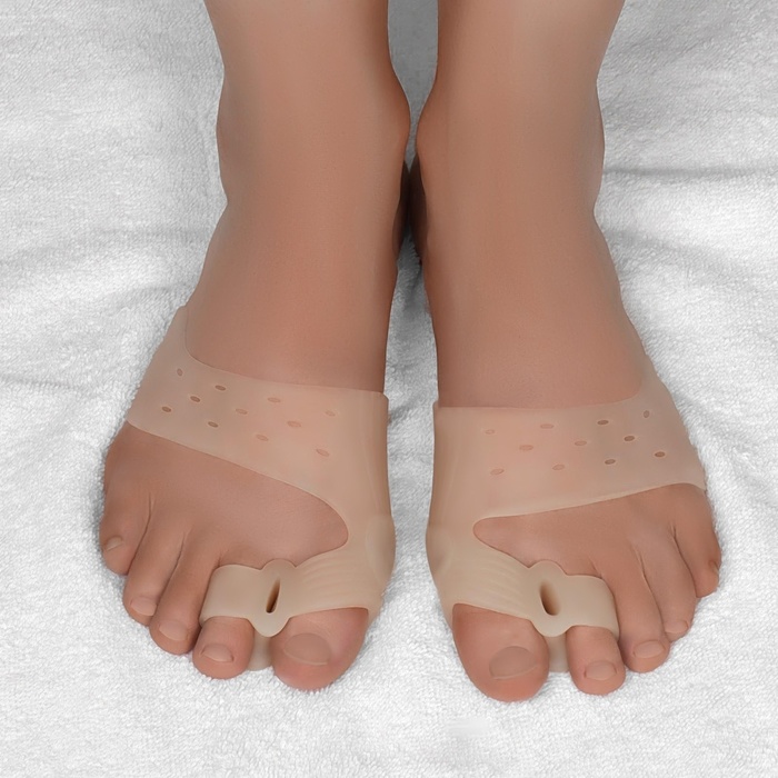 Бандаж на стопу, силиконовый, с корректором, с магнитами, 7.5×7 см, бежевый