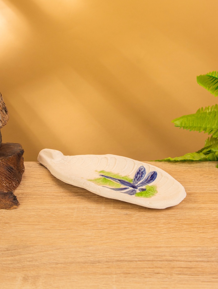 Подставка под благовония «Стрекоза», 17×7×1 см, керамика, синяя