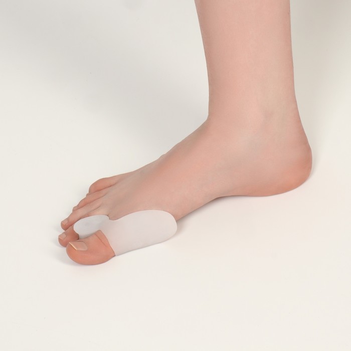 Корректоры - разделители для пальцев ног, с накладкой на косточку большого пальца, 1 разделитель, силиконовые, 8.5×4.5 см, пара, белые