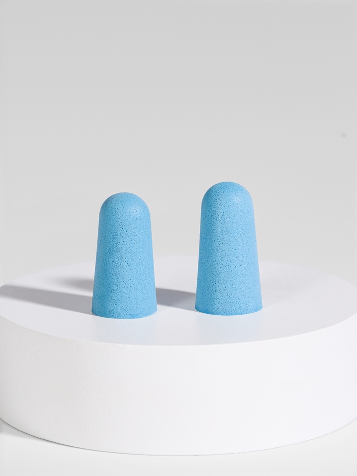 Беруши, 2.5×1 см, набор - 10 пар, в футляре, голубые