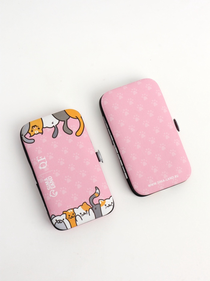 Набор маникюрный NICE DAY, 6 предметов, в футляре, розовый