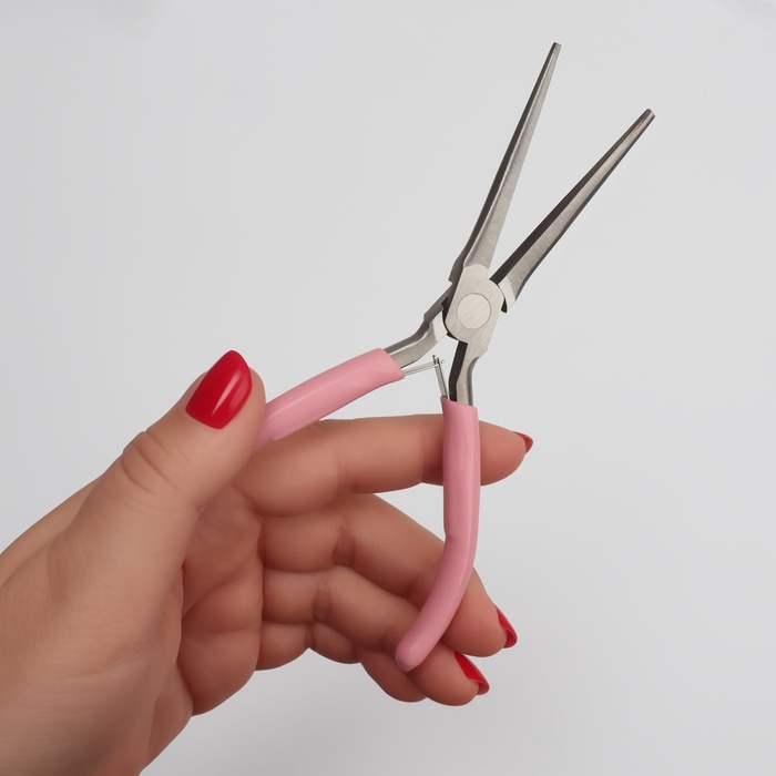 Тонкогубцы для моделирования ногтей, 15 см, розовые