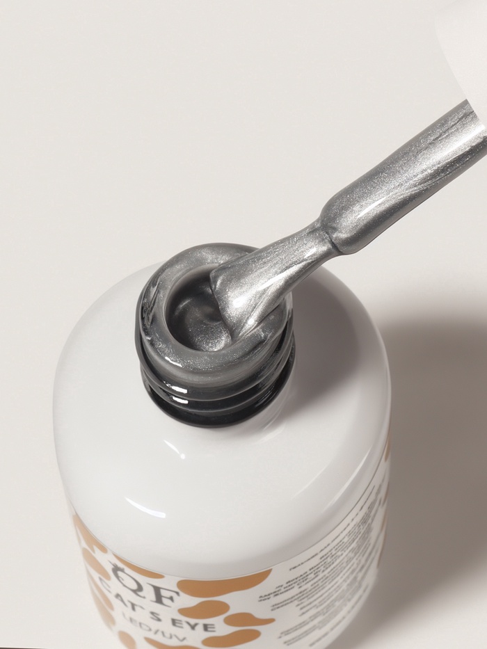 Гель лак для ногтей кошачий глаз, трехфазный, 15 мл, LED/UV, серебристый