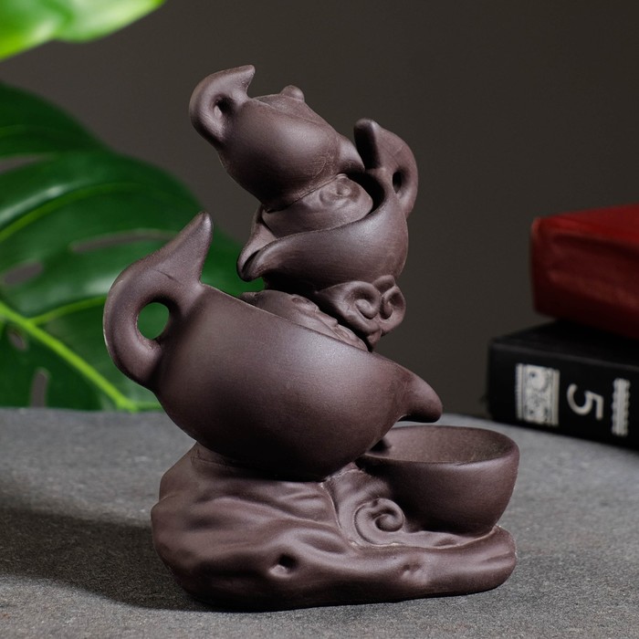 Подставка для благовоний TAKE IT EASY «Чайники», набор благовоний конусы, стелющийся дым, 14×11 см