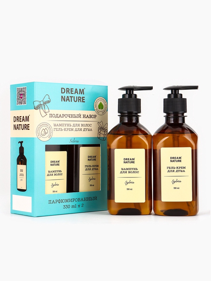 Подарочный набор женский DREAM NATURE Silvia, шампунь и крем-гель для душа по 330 мл